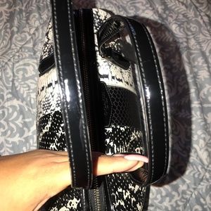 COACH Black White faux snake skin satchel purse